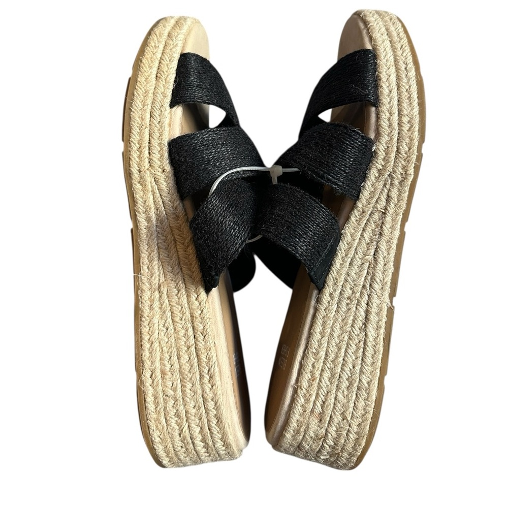 NEW Eileen Fisher Mayla Espadrille Platform Slides Sandal Black | Jute | Size 8 - Picture 8 of 11